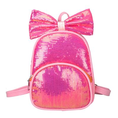 China Daily Life Kindergarten Kids School Backpack For Girls Children School Bags Sequin Leather Backpacks Cute Bow Schoolbag Y0147 for sale