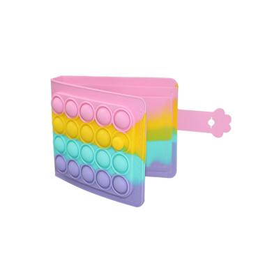 China Fashion Rainbow Push Bubble Toy Busy Person Clips Wallet Kids Children Girls Boys Effort Ball Puzzle Card Slot Sensory Pocket Y0196 of fold for sale