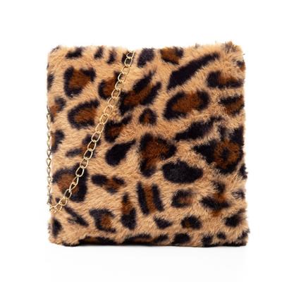 China Daily Life Ladies Fashion Designer Leopard Print Plush Metal Chain Shoulder Bag Large Capacity Cosmetics Bag Mobile Phone Coin Purse Y0234 for sale