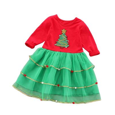 China New Christmas Children's Girl's Comfortable Autumn Long Sleeve Dress Cute Soft Printed Clothes 0-5Y Y0002 Mesh Skirt Christmas Tree Skirt for sale