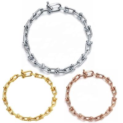 China New Fashionable Hardwear Collection Bangle Bracelets 925 Sterling Silver Bracelet For Women Couples Love U Link Chain Logo Bracelets Jewelry for sale