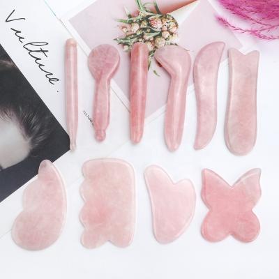 China Natural Flat Jade Face Massager Tool For SAP Massage Board Rose Quartz Jade Guasha Stone Gua Sha Scrapers Panel Face Neck Back Body for sale