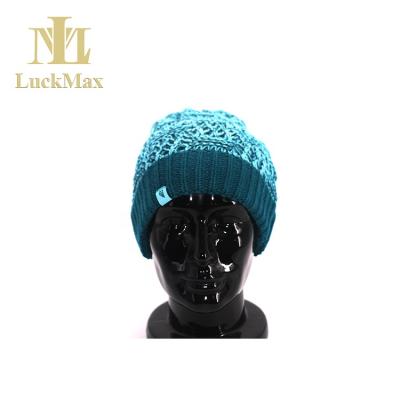 China New JOINT Brand Hand Knitted Hats Plain Blue Beanie With Custom for sale