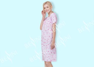 China 65% Polyester 35% Cotton Ladies Night Dresses Sleepwear Gathers Lace Yoke Button Placket for sale