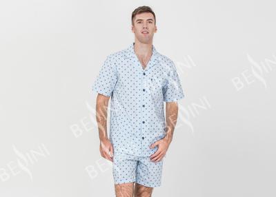 Chine Des hommes anti-rétrécissement du bouton les pyjamas vers le bas, Loungewear des hommes court-circuite la couleur de bleu d'ensembles à vendre