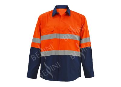 China Contrast Colors Hi Vis Waterproof Workwear , Comfortable Safety Work Shirts for sale