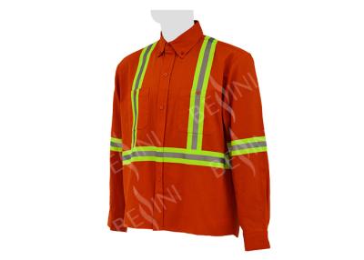 China Men'S Pure Cotton Hi Vis Work Shirts , Long Sleeve Reflective Work Uniforms for sale