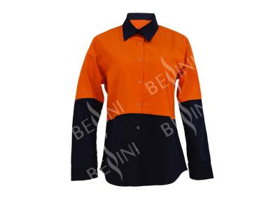 China Spring / Summer Womens Workwear Shirts , Ladies Cotton Work Shirts Long Sleeve for sale