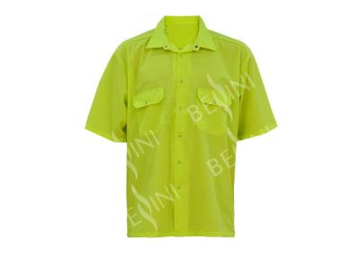 Chine Chemises de douille de short de polyester de chemises/d'hommes de travail de polyester du jaune 100 de Fluroscent à vendre