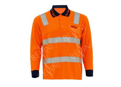 China El plano largo cómodo de las camisas de la seguridad de la manga/de las camisetas de la fuerza de la naranja hola hizo punto el cuello en venta