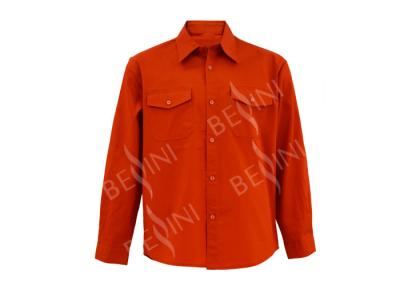 Cina Manica lunga della camicia arancio del lavoro della saia del 65%Polyester 35%Cotton degli uomini in vendita