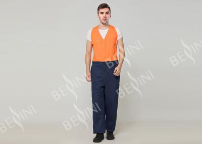 China Double Stitching Safety Work Clothes High Visable Orange Jacket Bib Pants Suit for sale