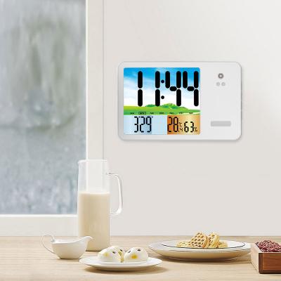 China Calendar Maker Custom LOGO Hanging Digital Night Glow Kitchen Wall Clocks for Cafe for sale