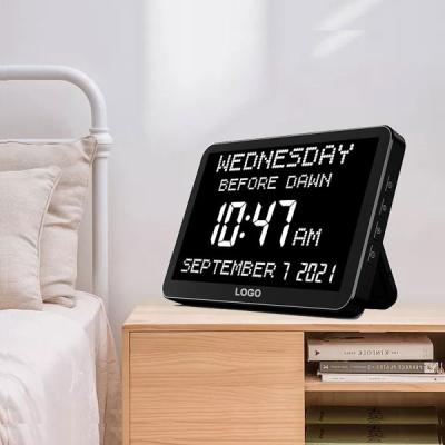 China Class Digital Wall Clock with 8 Alarms Battery Backup for Elderly Parents Impaired Vision Dementia Memory Loss Office Bedroom for sale