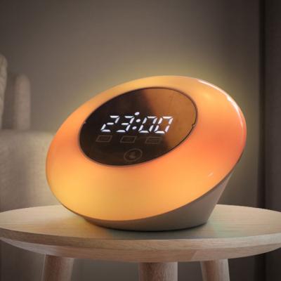 China Wholesale Custom Minimalist Digital Alarm Clock RGB Touch Control Night Light With USB Charging Output for sale