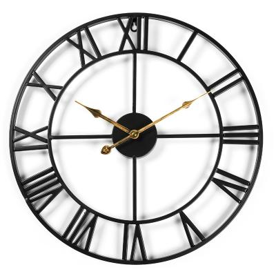 China Home Decor Black Antique Style Metal Brass Wall Clock For Living Room for sale