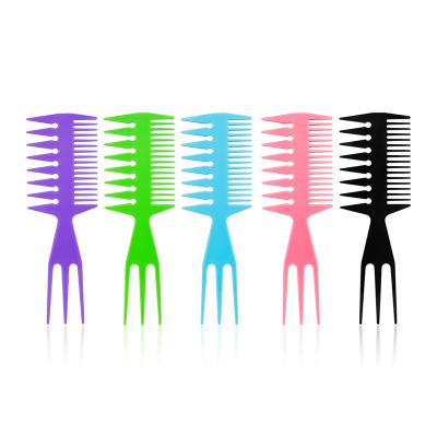 China For New 5 Colors Function Hair Dye Double Side Hairdressing Comb Multi Head Oil Home Use Wide Tooth Fork Comb Barber Shaver for sale