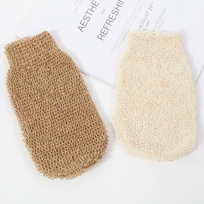 China EXFOLIATE Organic Cotton Ramie Bath Gloves Exfoliating Body Gloves Scrubbing Dead Skin Bath Body Gloves for sale