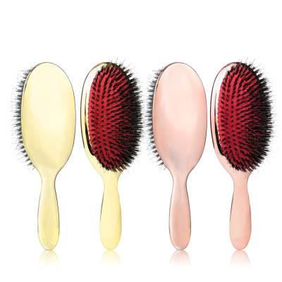 China Boar Bristle Hair Brush Waterproof Nylon Blended Plastic Pad Oval Massage Paddle Hair Brush For Beauty for sale