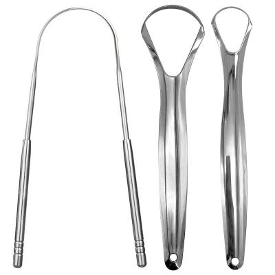 China Wholesale Portable Multifunctional Reusable Tongue Scraper Factory Metal Stainless Steel Tongue Scraper For Adults for sale