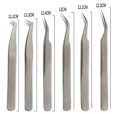 China Stainless Steel Eyelash Extensions Tweezers Frosted High Quality Blooming Tweezers 6 Tweezers Eyelash Extensions Curler Clip Tools for sale