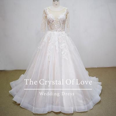 China Dry Cleaning Lace And Sequin Wedding Dress , Modern Vintage Wedding Dresses for sale