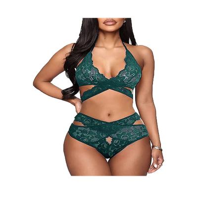 China Women Surprises Lace Bra Two Piece Set Soft Sexy Lingerie Set Bralette Sleepwear Sex Bra Panty Set for sale