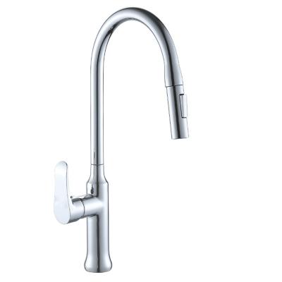 China Pull Out Spray Factory Directly Wholesale Brass Lower Single Handle Kitchen Faucet for sale