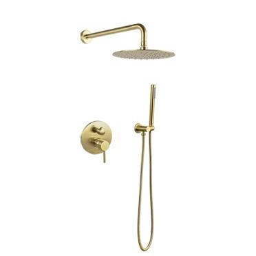 China Modern Luxury Gold Wall Mounted Shower Set Shower Bathtub Faucet Shower Concealed Bathroom Gold Shower Faucet Sets for sale