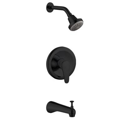 China Good Quality Hot And Cold Water Mixer Brass Black Skin Wall Type Shower Set Modern Factory Set Bath Shower Spout Tub Faucet for sale