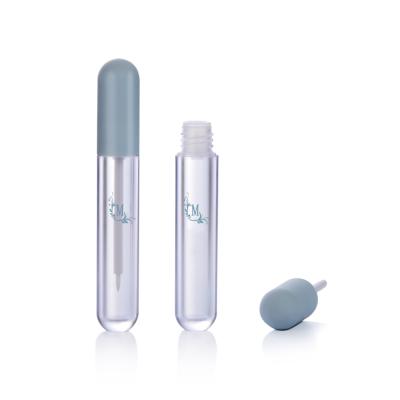 China Cosmetic Wholesale Rubber Blue Round Customize Logo 6ml Lip Gloss Tubes With Brush Applicator for sale