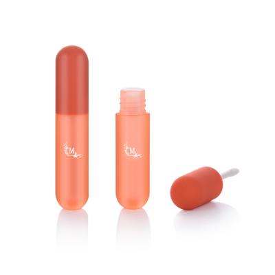 China Cosmetic Customize Logo Rubber Orange 5ml Lip Gloss Pill Tubes With Brush Empty Tubes For Kids for sale