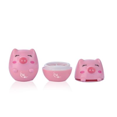 China Private Cosmetic Your Logo Cute Pink Pig Shaped Empty Plastic Lip Balm 5g Container Jars Custom for sale