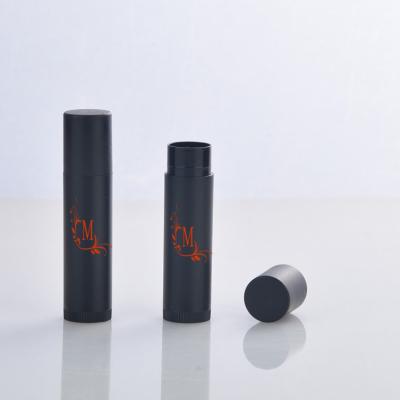 China Best Price Cosmetic Round Shape Lip Balm Tube Container Plastic Empty Black Logo for sale