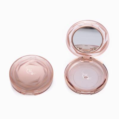 China Round Shape Plastic Fancy Clear Layer Rose Empty Makeup Compact Pressed Powder Case for sale