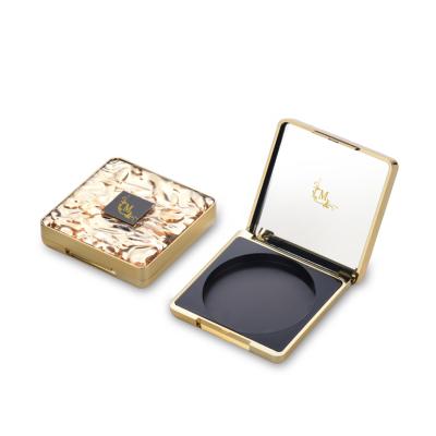 China Plastic Luxury Makeup Press Empty Gold Square Round Inside Compact Powder Case for sale