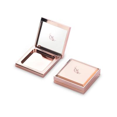 China Plastic Square Luxury Magnetic Compact Powder Empty Rose Gold Makeup Blush Highlighter Case for sale