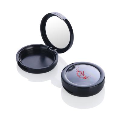 China Round Shape Recyclable Wholesale Black Empty Cosmetic Base Blush Powder Case Packaging for sale