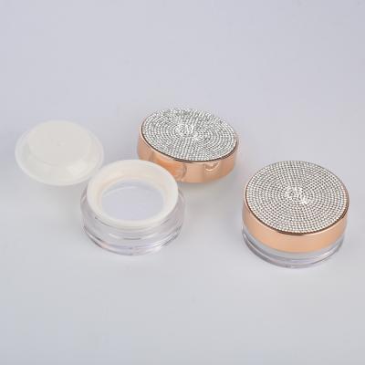 China Loose Powder 15g 25g Dimomd Empty Plastic Round Cap Round Loose Powder Jar Case With Sieve for sale