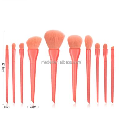 China Angular Blush Wholesale 10 Pcs Candy Color Wooden Handle Makeup Set Brush For Girls Soft Hair Makeup Brushes for sale