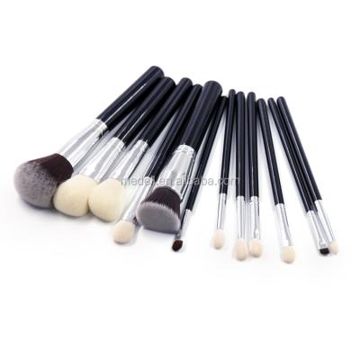 China Angular Blush Best Selling Custom Black Logo Fan Handle Makeup Brushes Eyelash Brush Set High Quality 12Pcs for sale