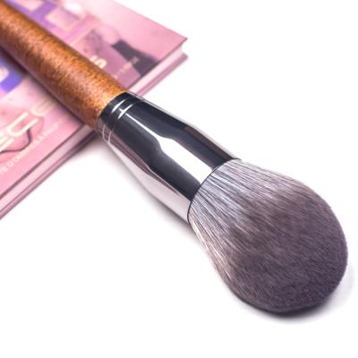 China Angular Blush China Factory Handmade Hot Selling Wooden Handle Dual Use Soft Fiber Hair Blush Loose Powder Brush for sale