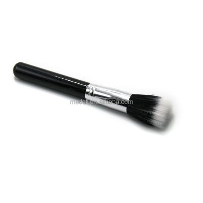 China Private Label Brand Flat Brush Goat Hair Powder Brush Face Brush Classic Black Loose Face Brush Single Handle Makeup Brush for sale