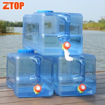 China Sustainable New 5 Liter 8L 12 L 18 25 Liter 24L 25L Recycled Plastic Mineral Water Container With Spigot for sale