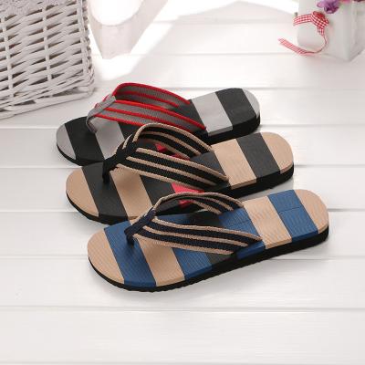 China New Fashion Trend Summer Wholesale Beach Casual Striped Men's Flat Slippers Non-Slip Flip Flops for sale