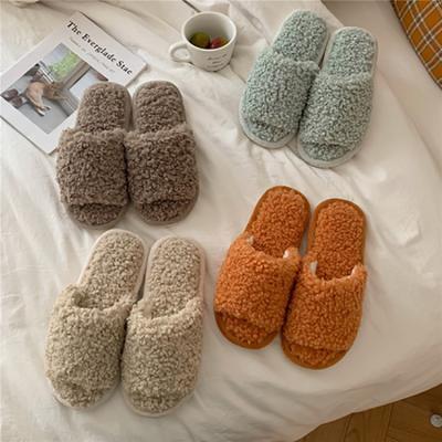 China Fashion Trend New Arrival Women's One-shoulder Cashmere Teddy Plush Slippers for sale