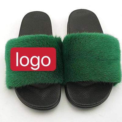 China New waterproof fashion and comfortable mink slippers ladies plush slippers wholesale for sale