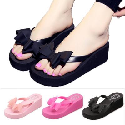 China Fashion Trend Summer EVA High Heels Flip Flops Flip Flops Women's Bowknot Women's Flip Flops for sale