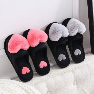 China Fashion Trend Women's Home Slippers Warm Heart Love Non-Slip Plush Slippers Fashion Ladies Fur Slippers for sale