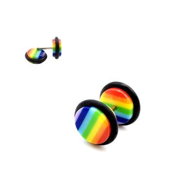 China Punk Rainbow Wheels With Silicone Hoops Resin Earrings Body Jewelry Acrylic Ear Piercing Plug for sale